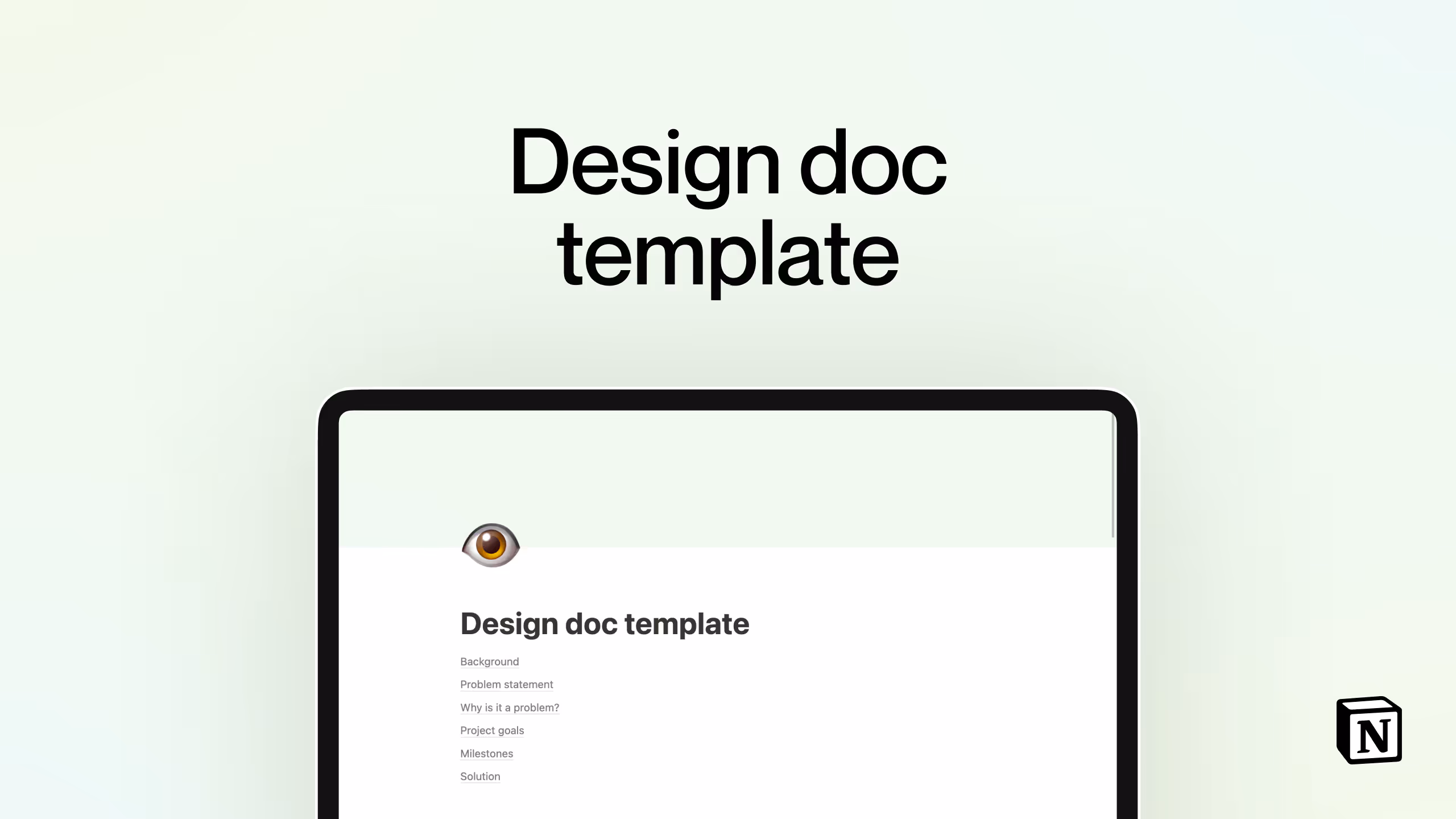 Product design document template for Notion