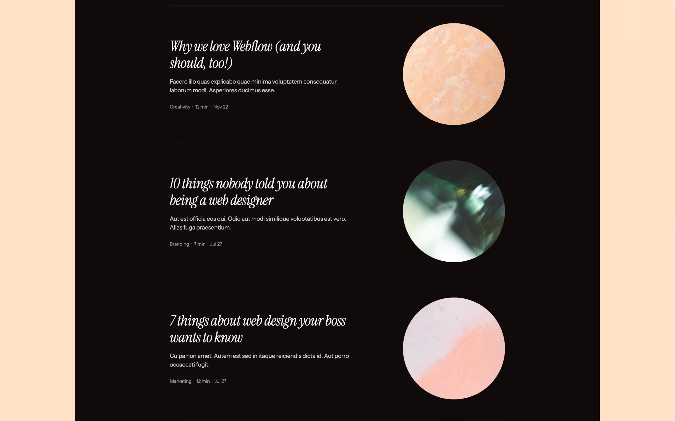 Draft premium personal Webflow blog template