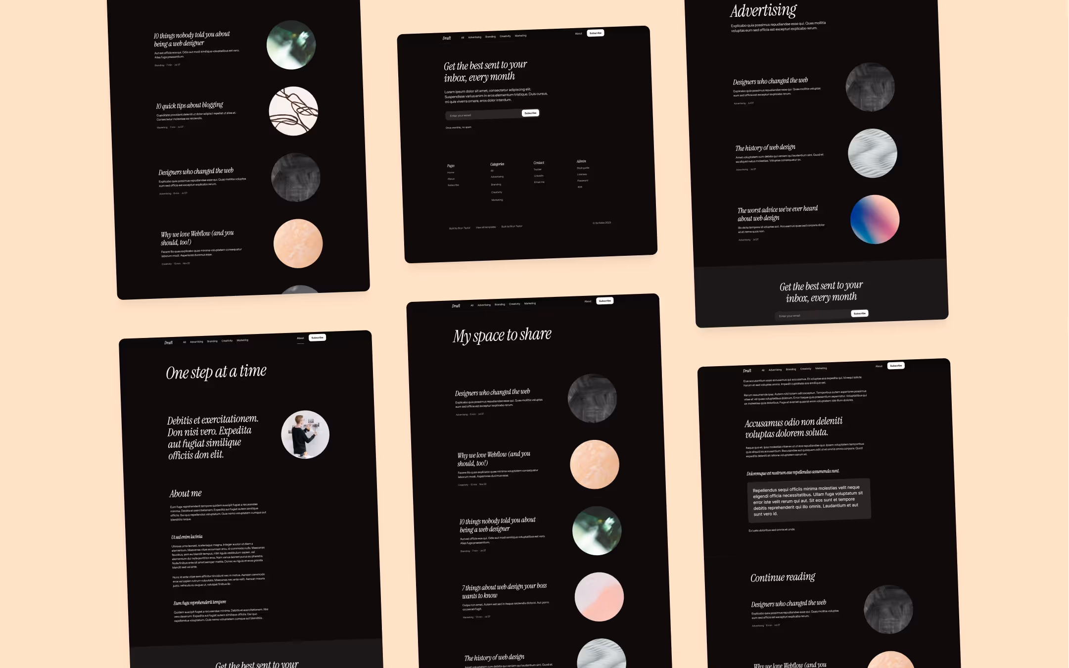 Draft premium personal Webflow blog template