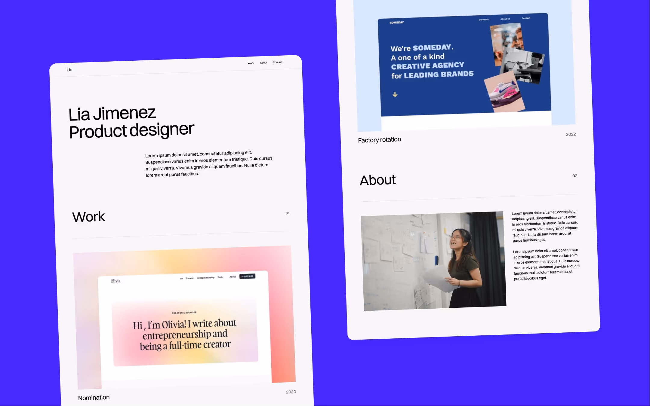 Format premium Webflow design portfolio template