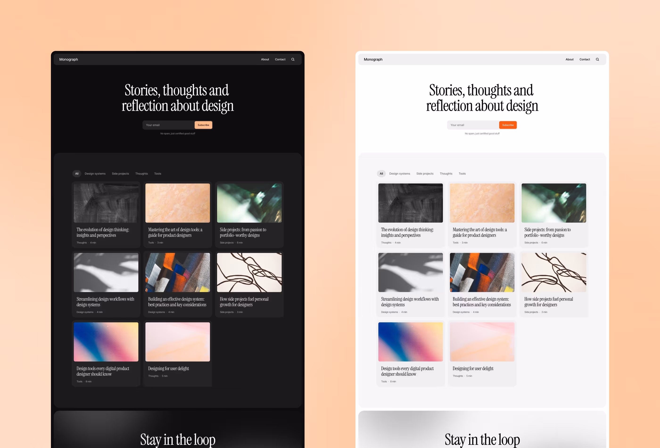 Monograph, a premium blog template for Framer by Bryn Taylor