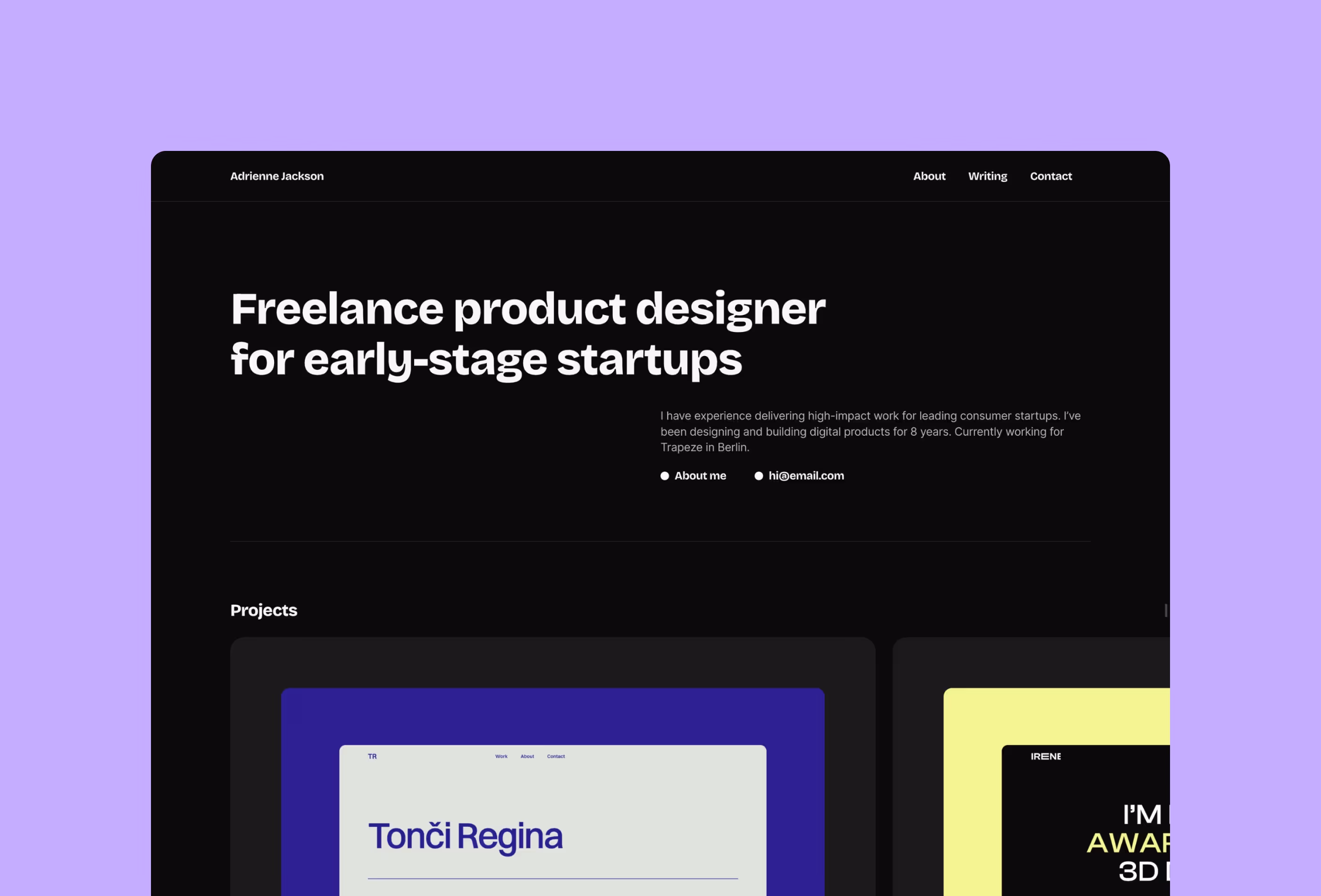 Lucid portfolio framer template by Bryn Taylor