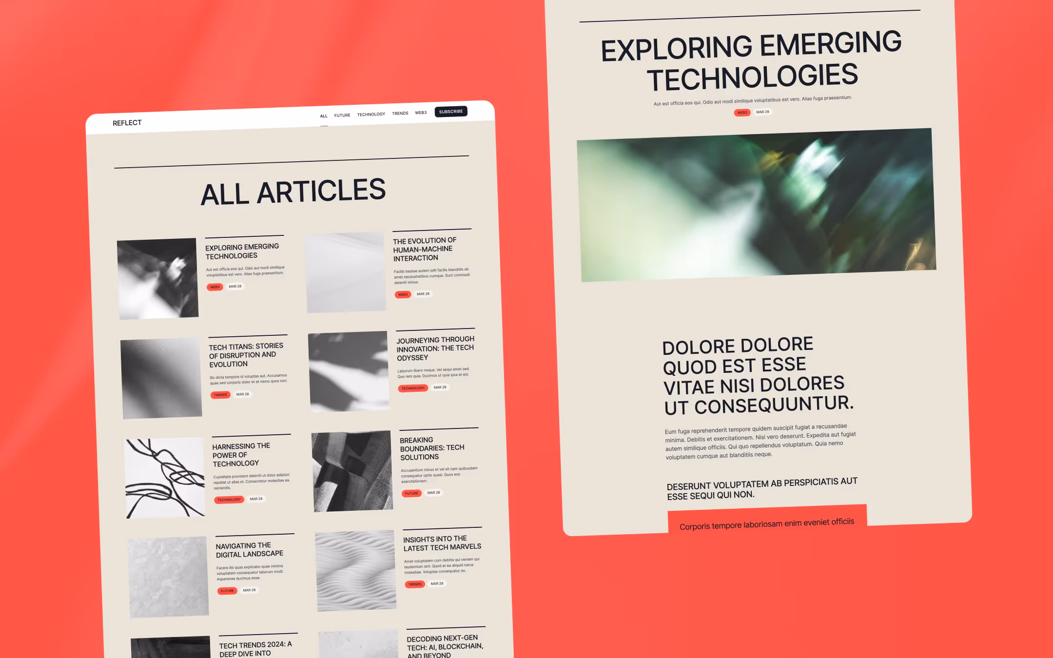 Reflect is a premium blog template for Webflow
