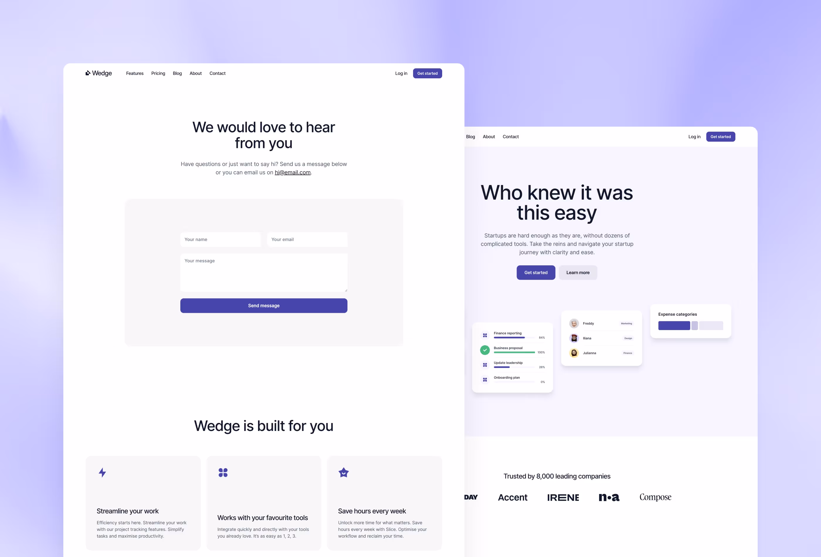 Wedge SaaS framer template by Bryn Taylor