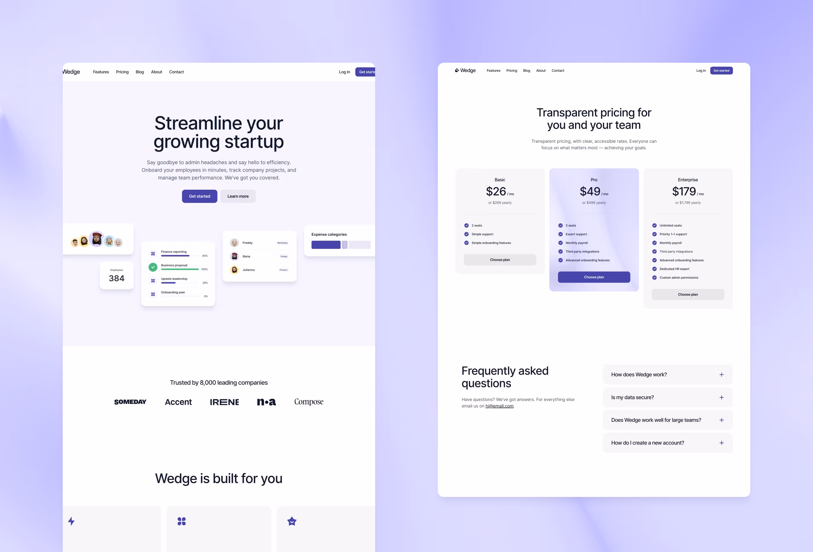 Wedge SaaS framer template by Bryn Taylor