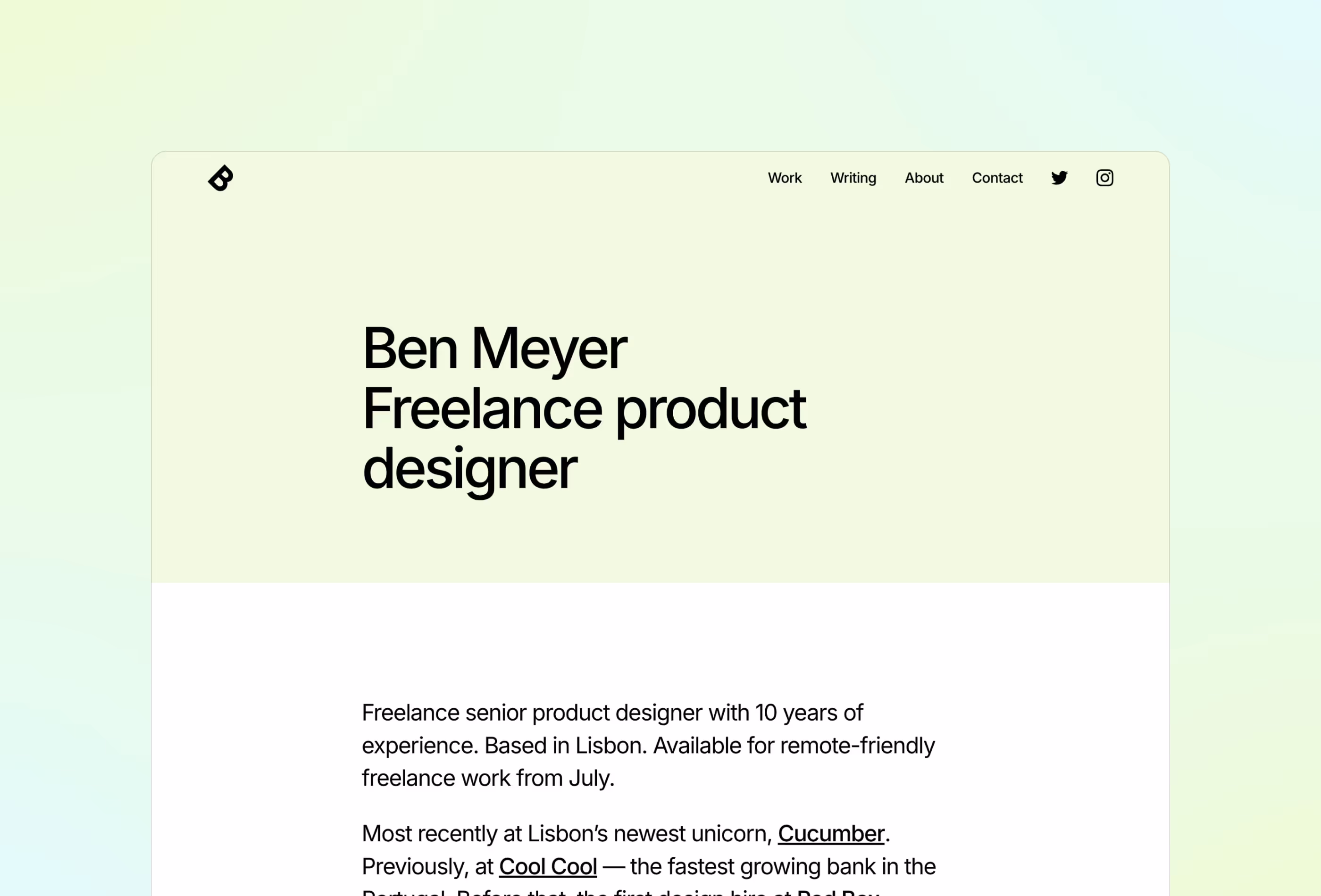 Sharp portfolio framer template by Bryn Taylor