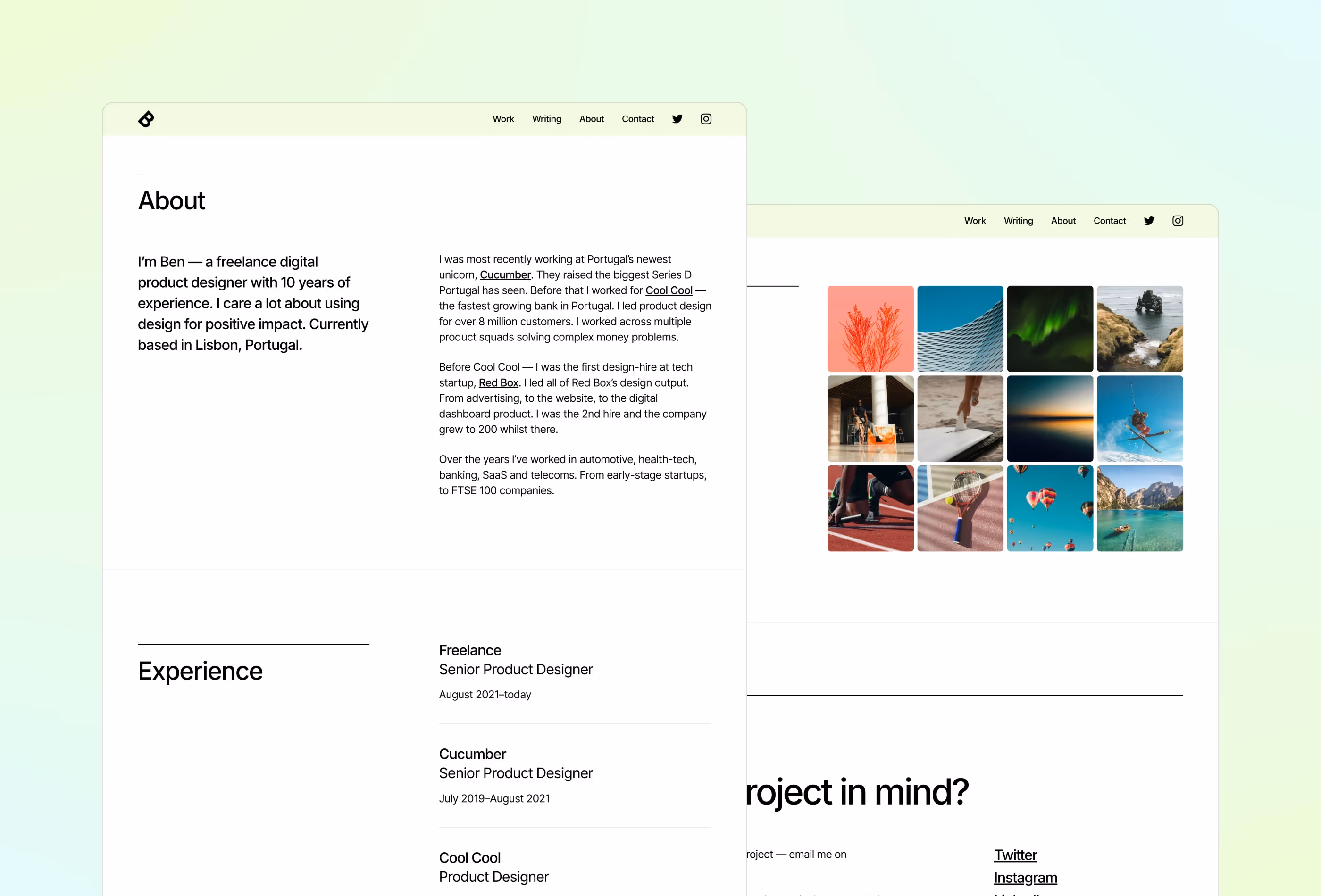 Sharp portfolio framer template by Bryn Taylor