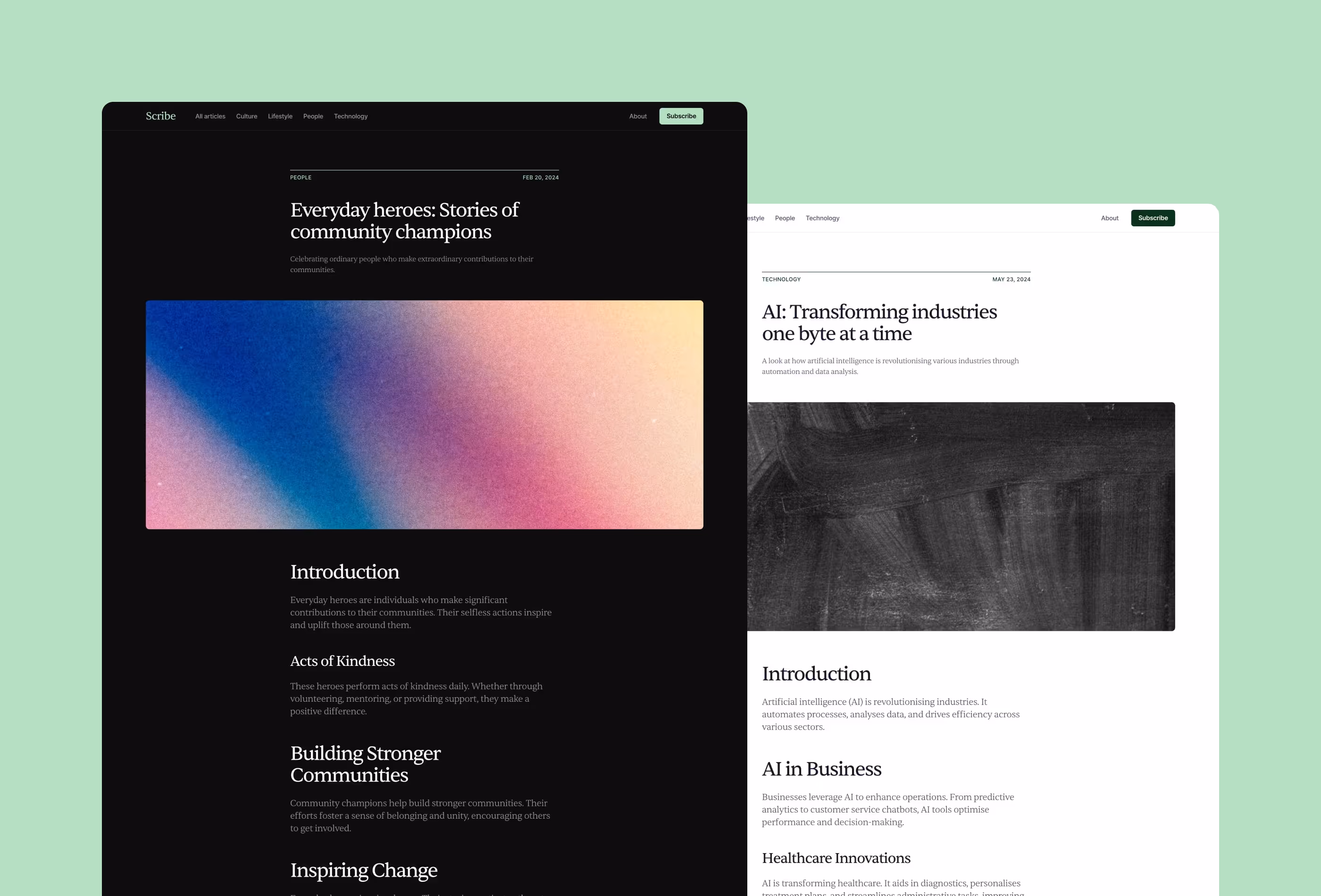 Scribe is a premium blog template for Framer