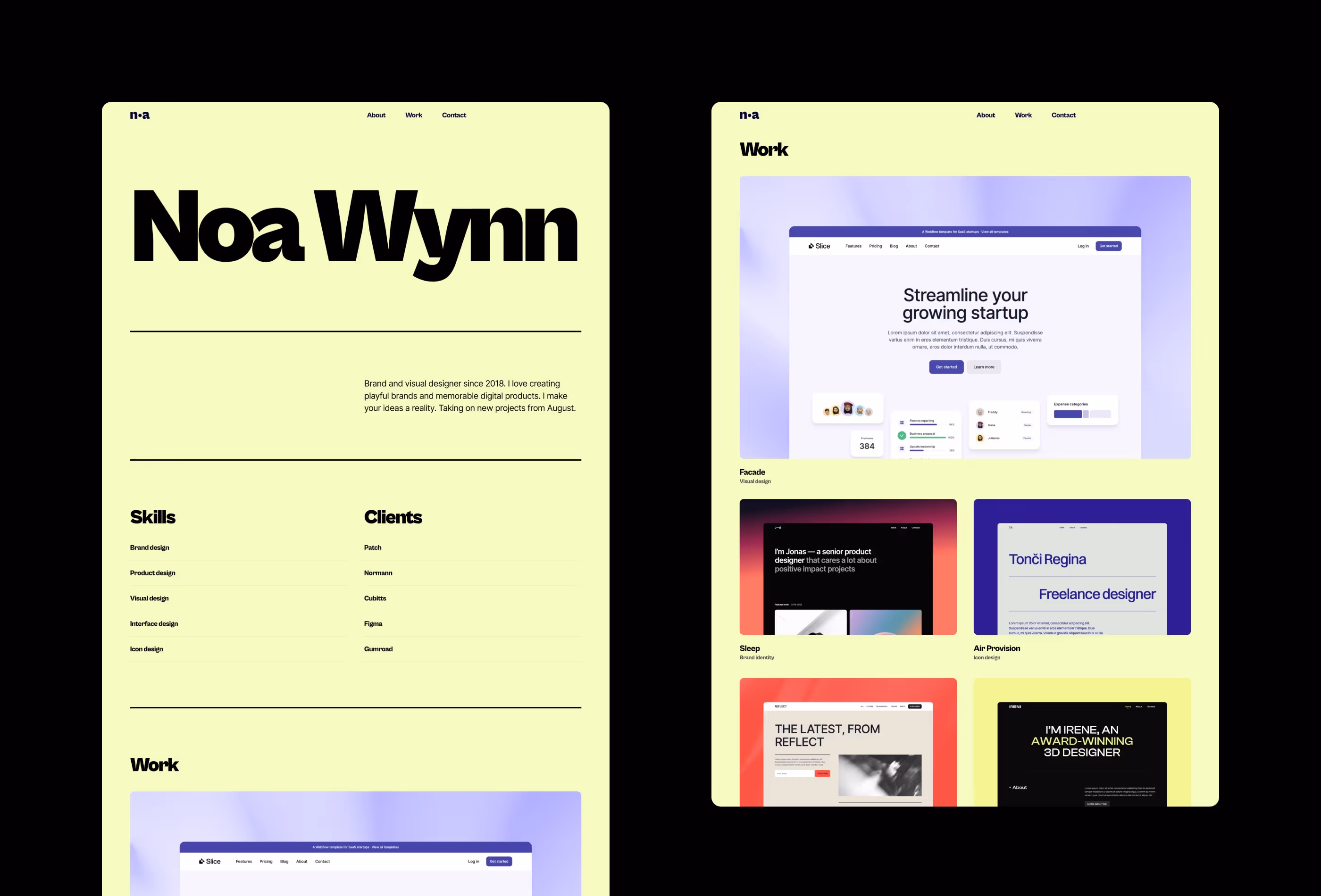 Noa premium Framer design portfolio template