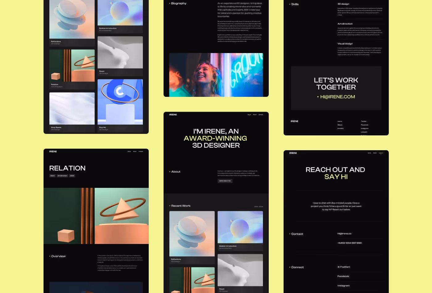 Irene premium portfolio Framer template