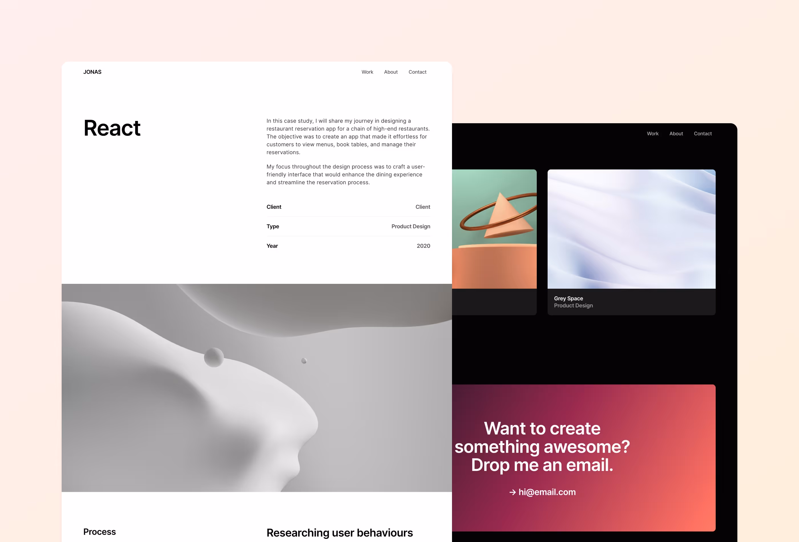 Jonas premium Framer design portfolio template by Bryn Taylor