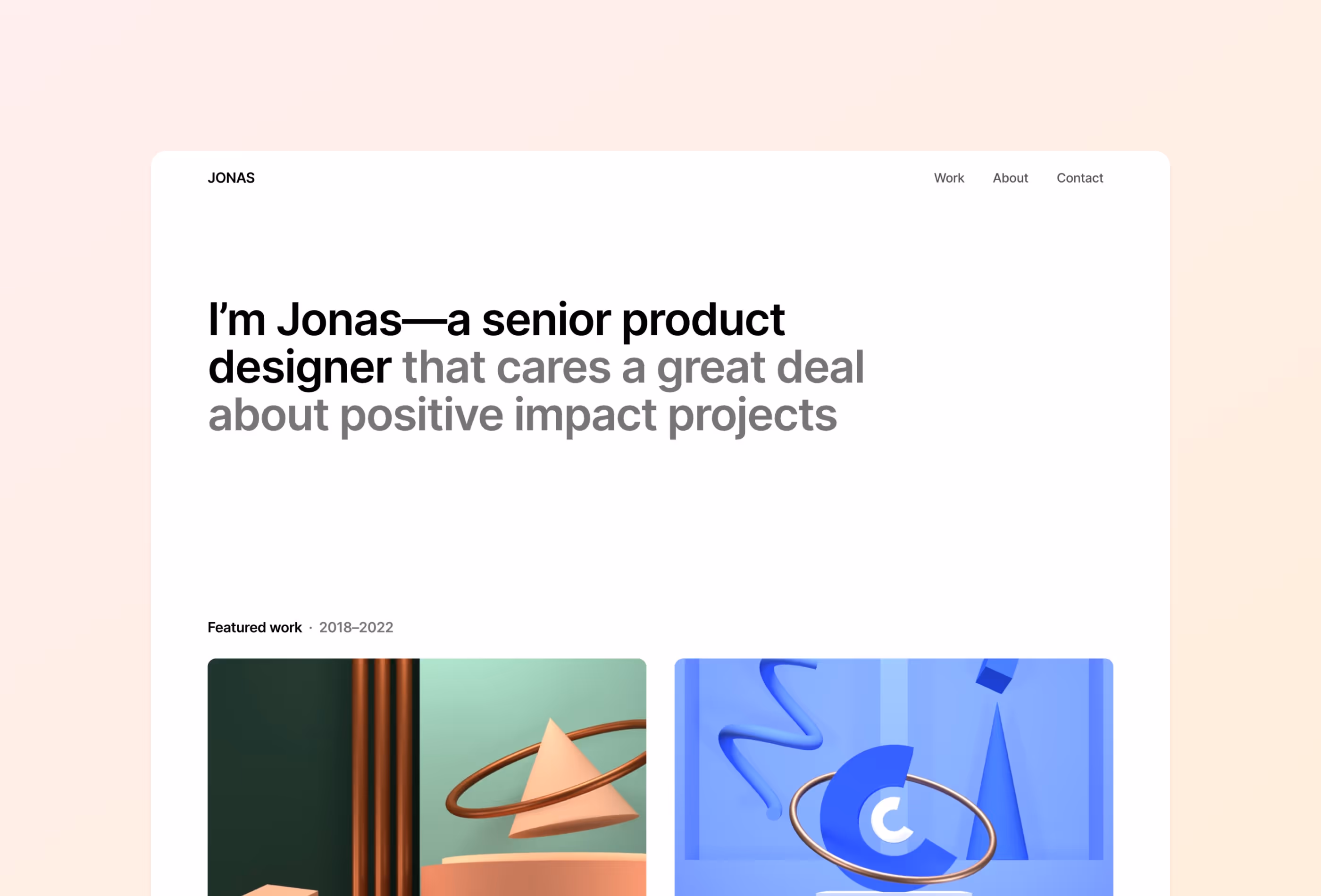 Jonas premium Framer design portfolio template by Bryn Taylor