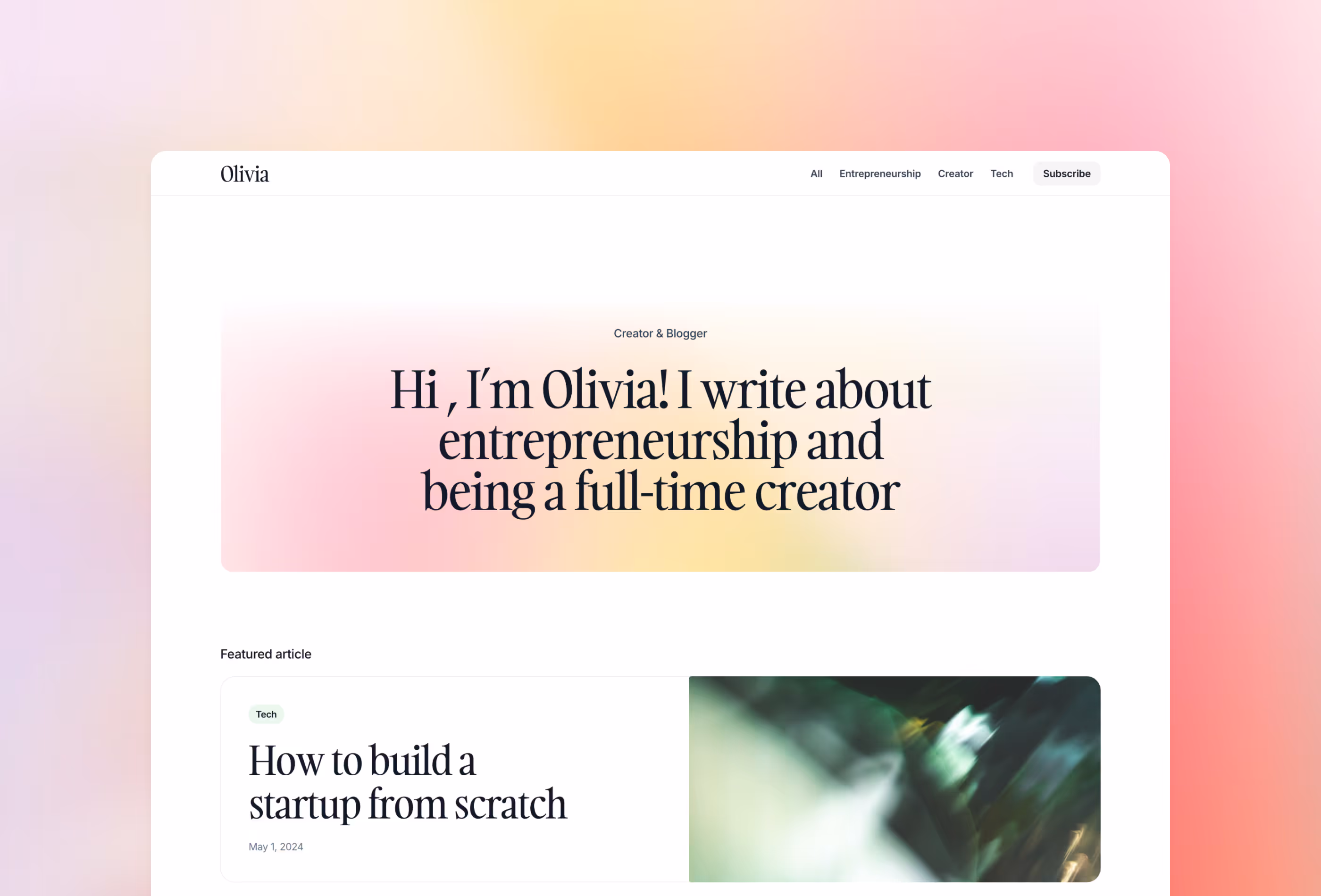 Compose is a vibrant, clean and minimal blog template for Framer