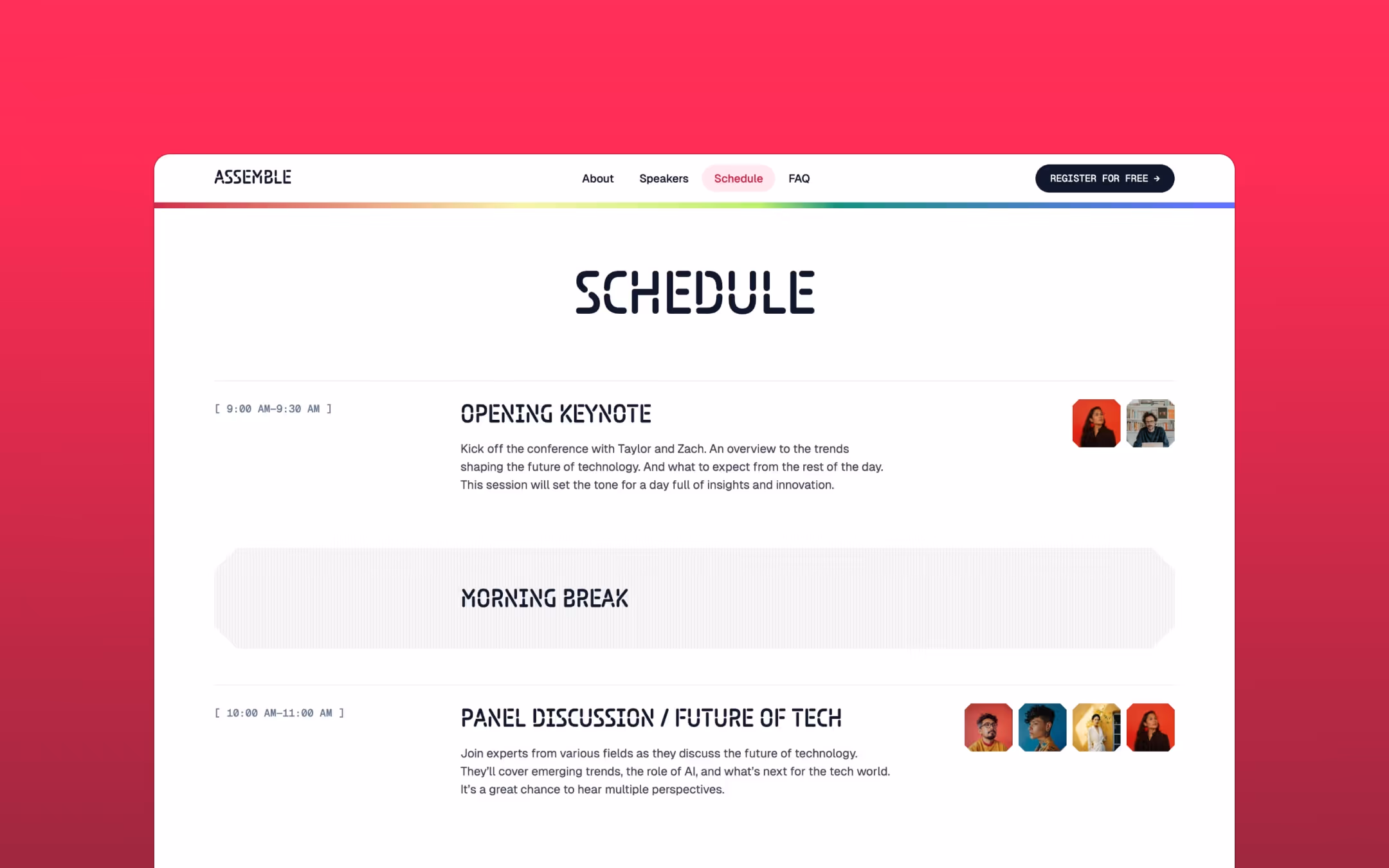 Assemble is a premium conference and event template for Webflow