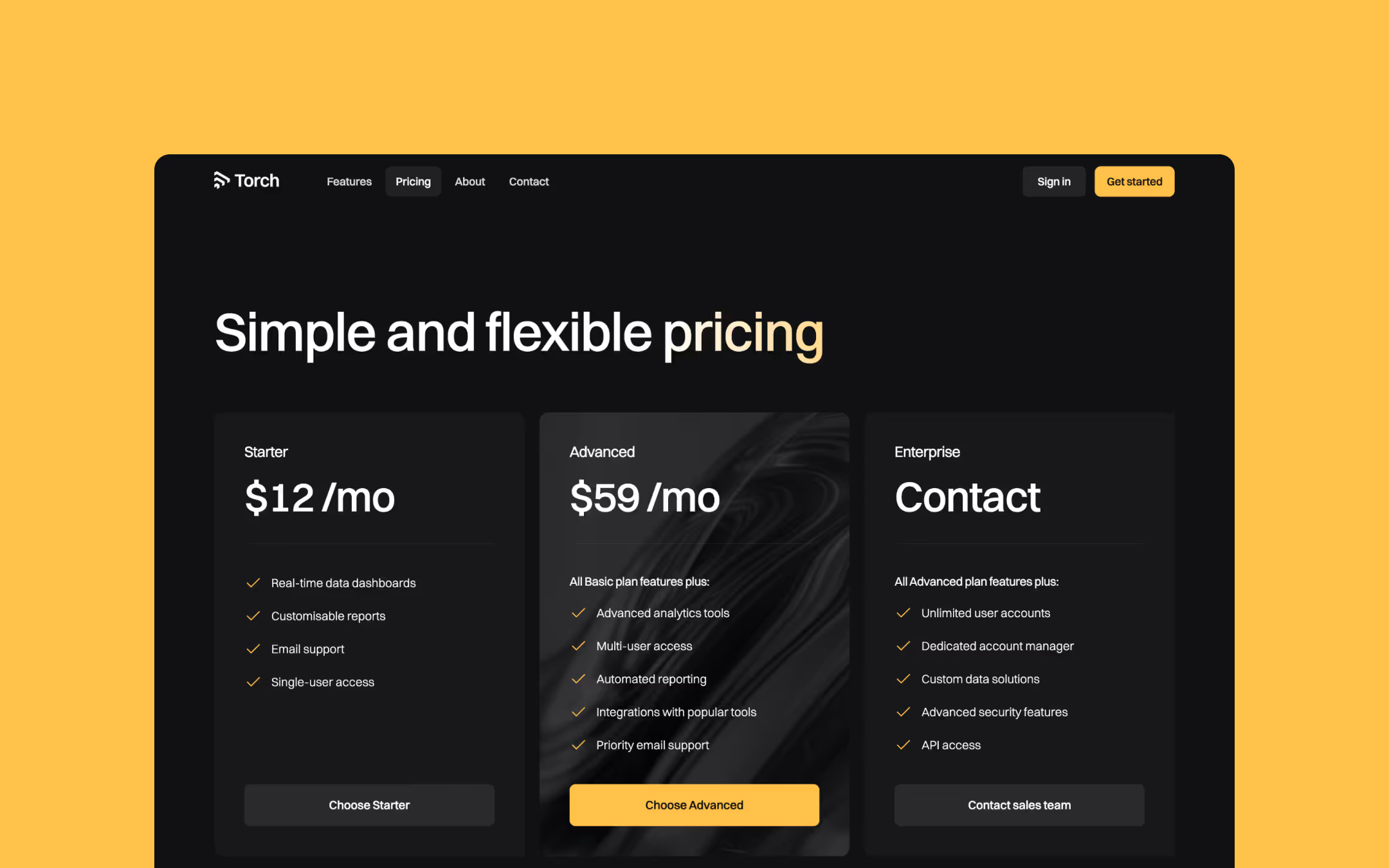 Torch free webflow template for growing SaaS companies
