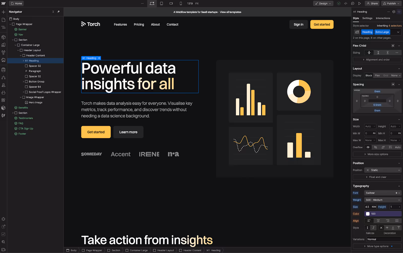Torch is a high-quality and fee template for SaaS tech startups.