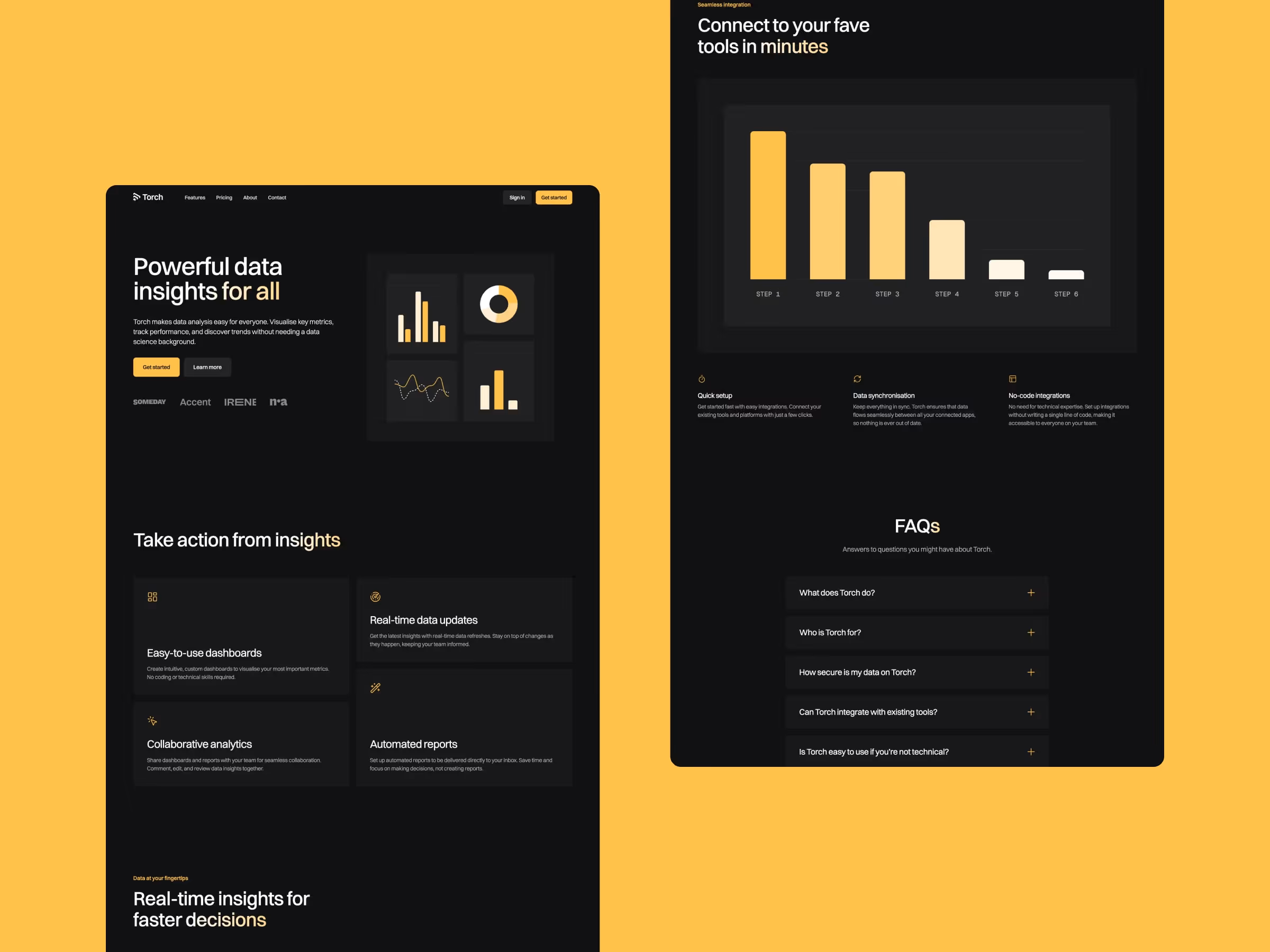Torch SaaS & startup framer template by Bryn Taylor