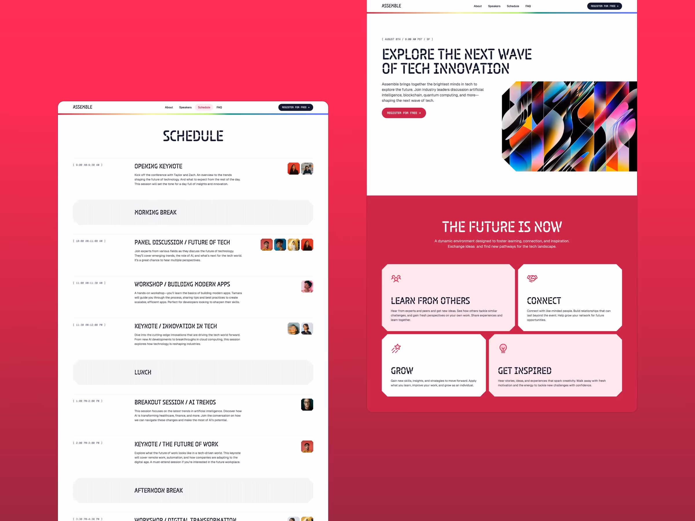 Assemble event, conference & meetup framer template by Bryn Taylor