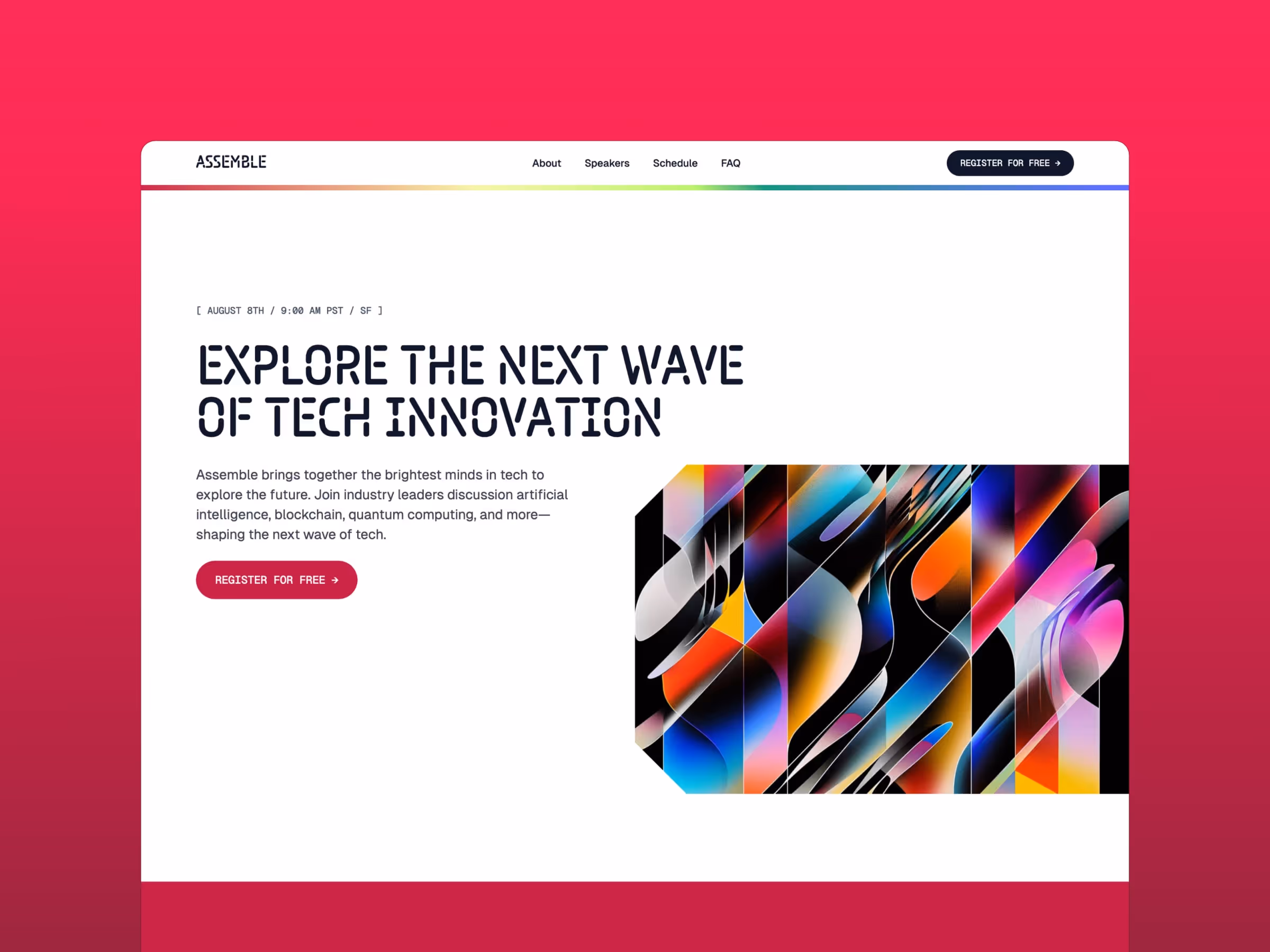 Assemble event, conference & meetup framer template by Bryn Taylor