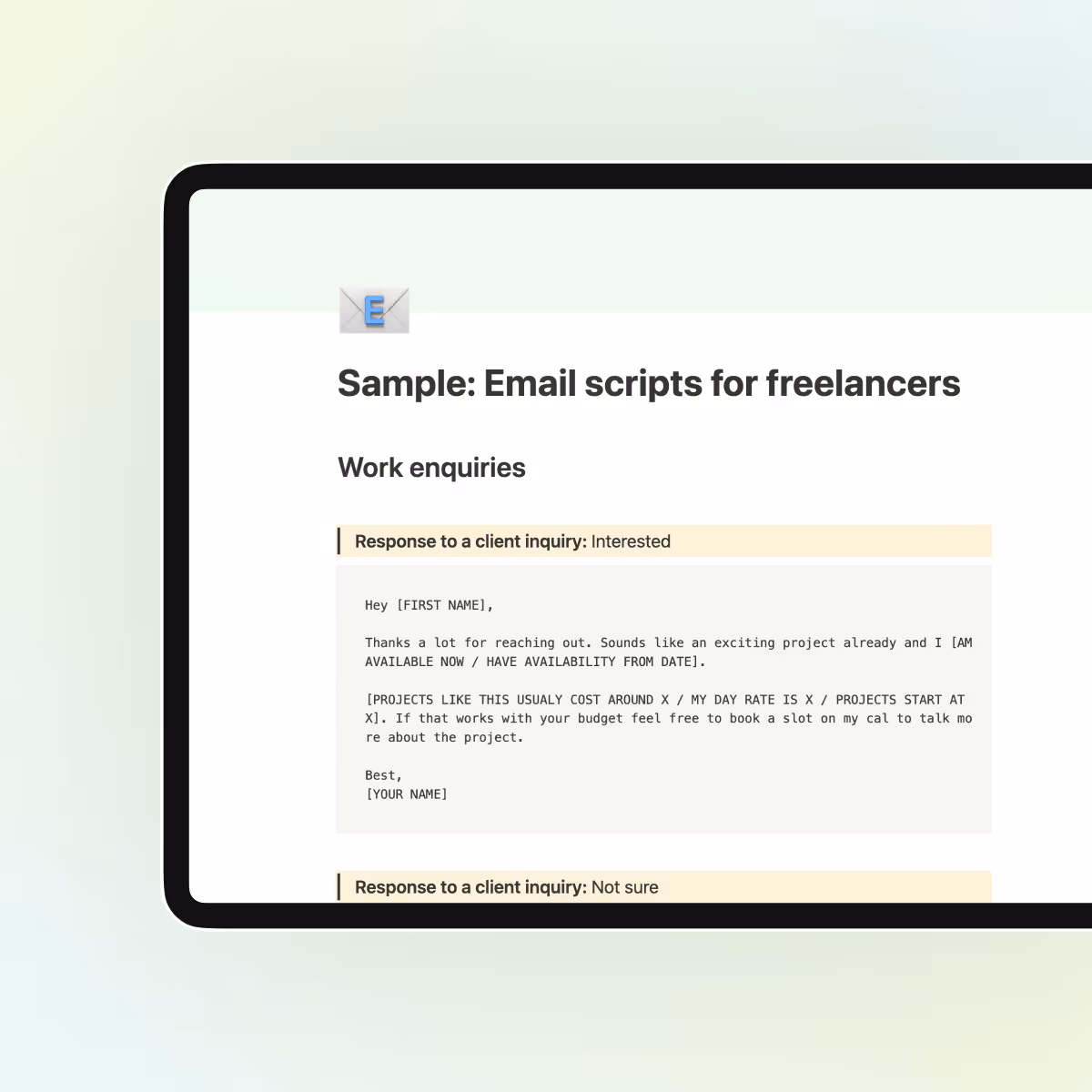 Sample: email scripts for freelancers