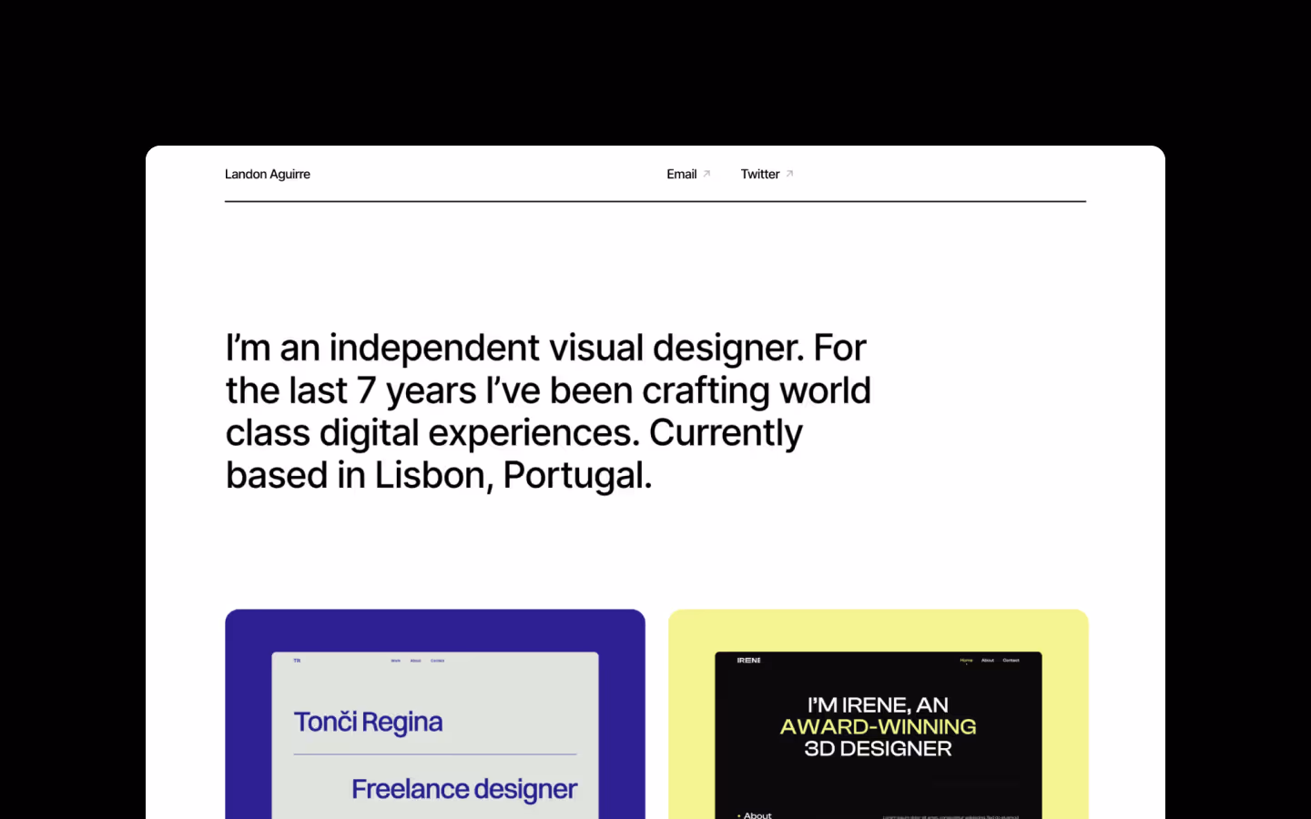 Minimal design portfolio template for Framer