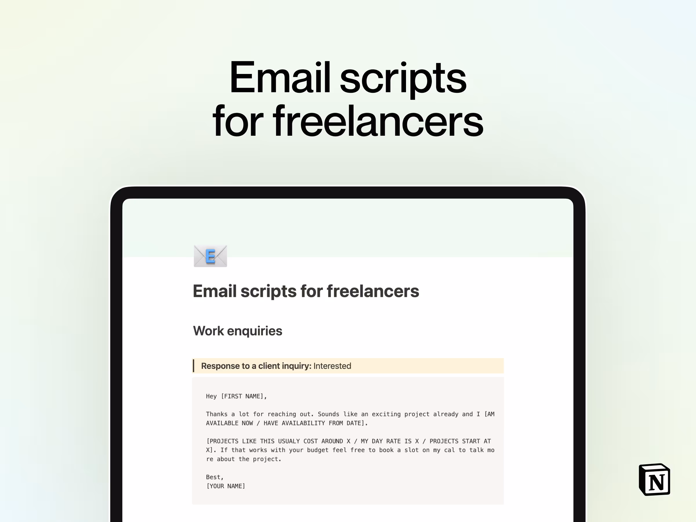 20+ hand-crafted email scripts for freelancers