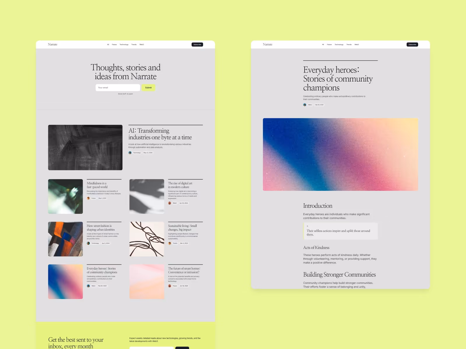 Narrate is a premium and modern blog template for Framer