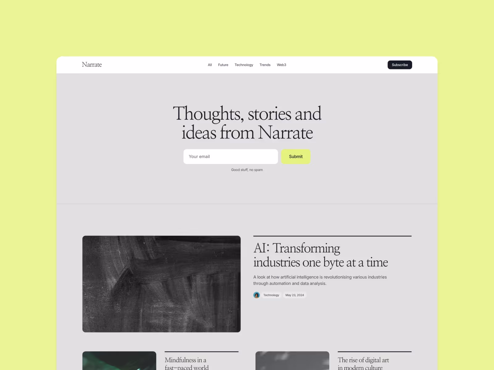 Narrate is a premium and modern blog template for Framer