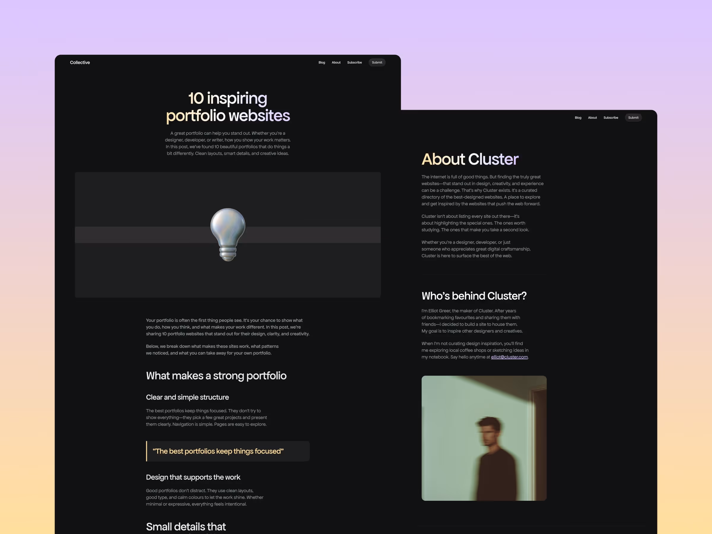 Collective is a beautiful, modern, and fast website inspiration directory Framer template.