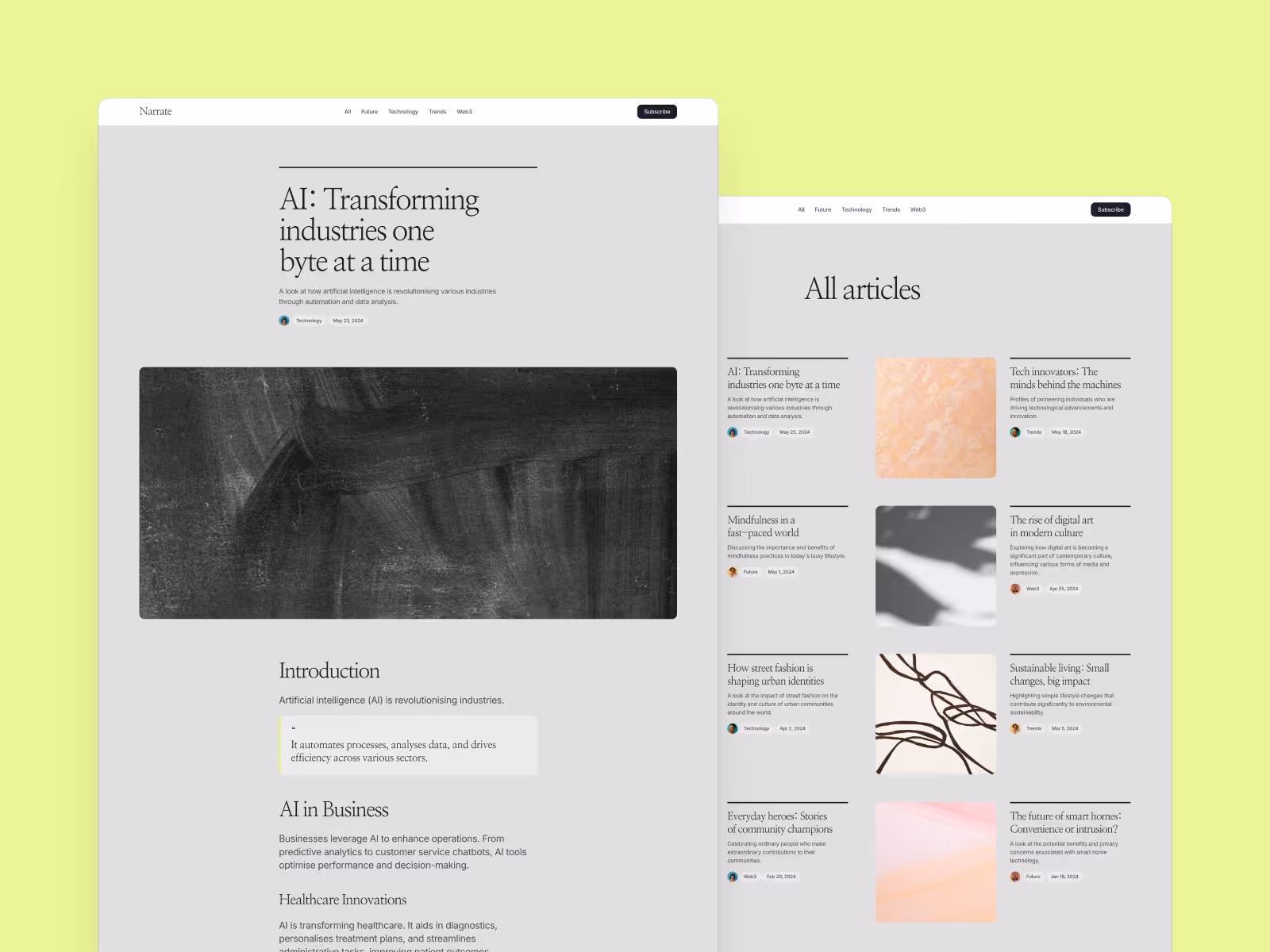 Narrate Framer template