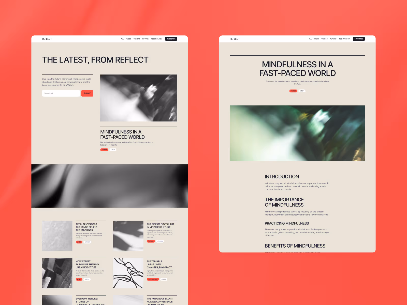 Reflect Framer blog template