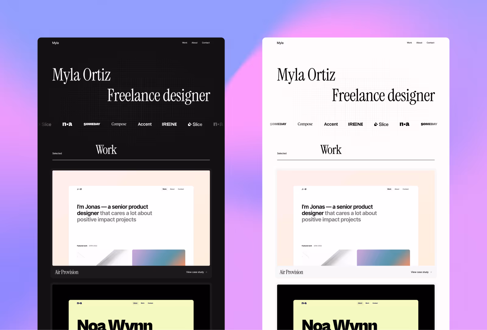 Offset Framer portfolio template