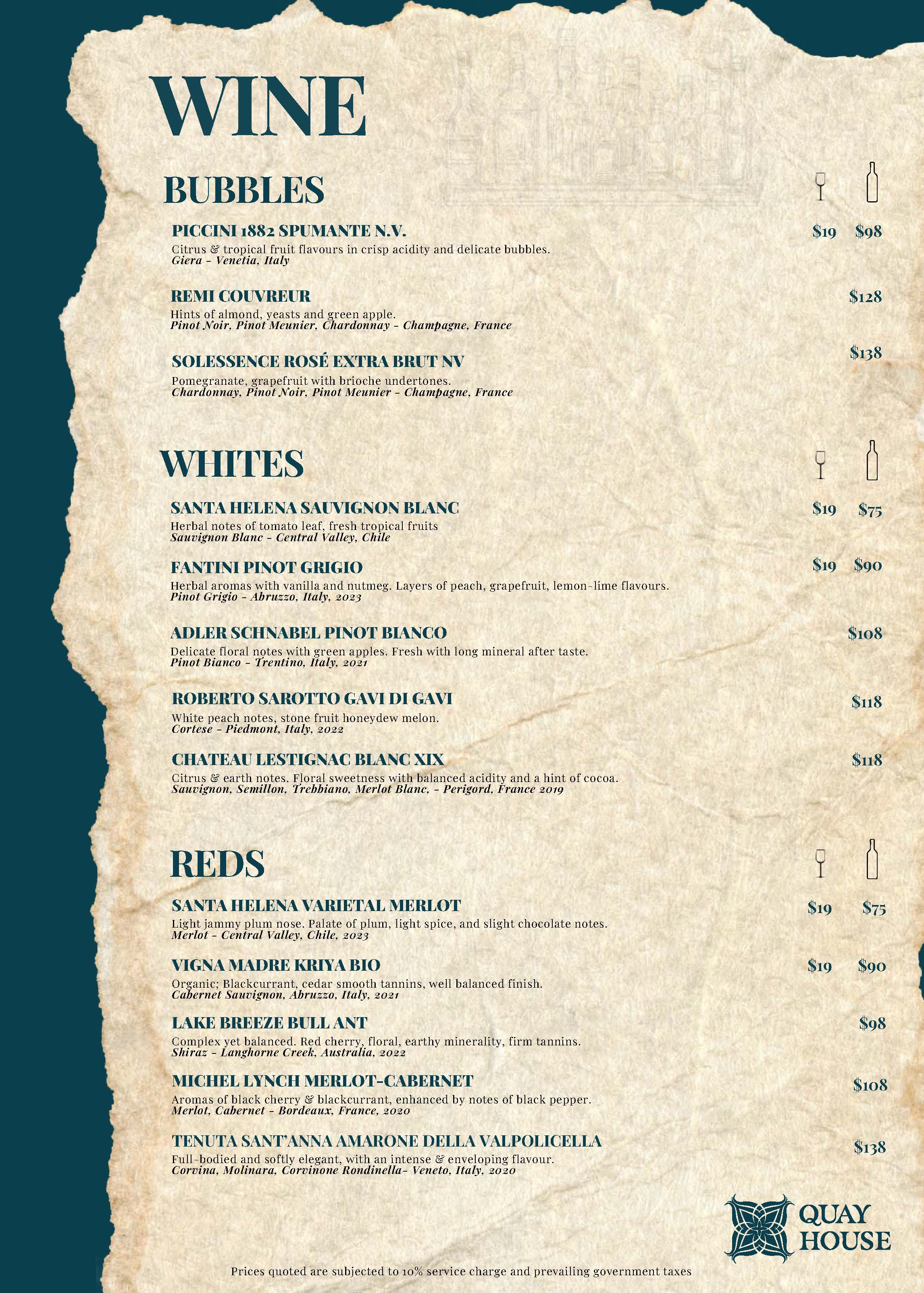 Beverage Menu - Spirits and Beer