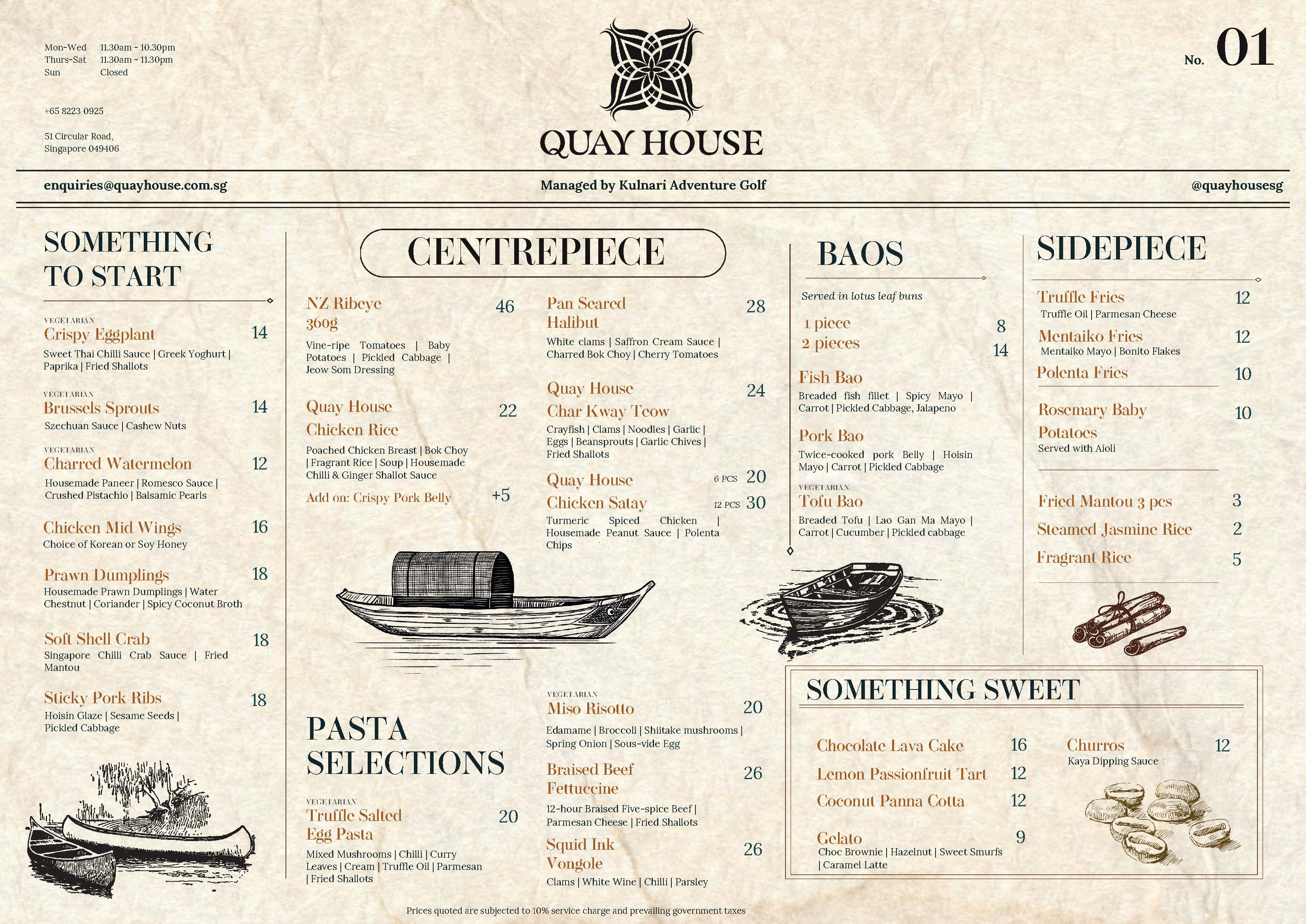 Quay House Menu