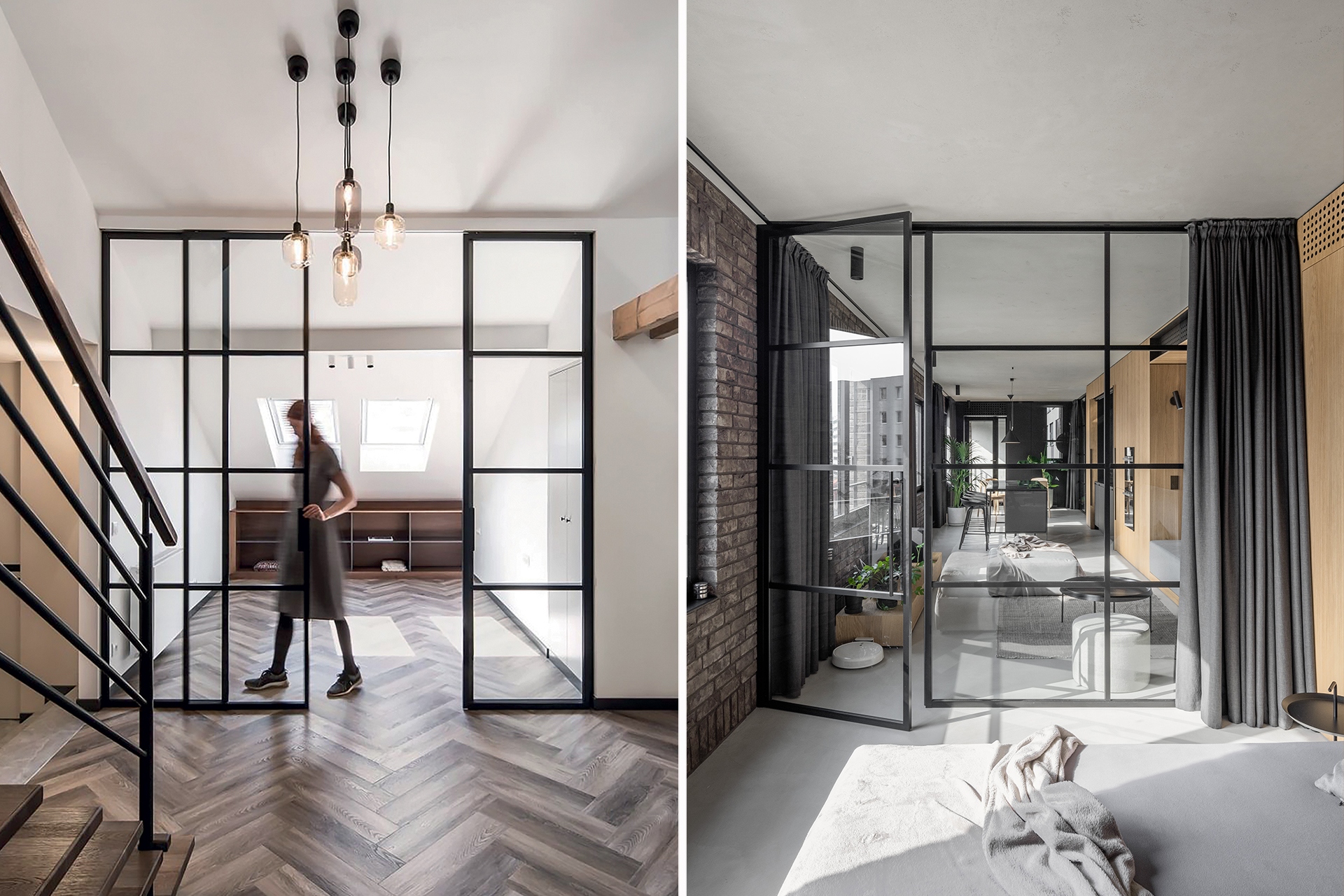 Condo remodel projects using Digero Glass Partion system. Clear glass with thin black aluminum frame.