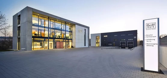 Three-story Griffwerk headquarters in Blaustein, Germany.
