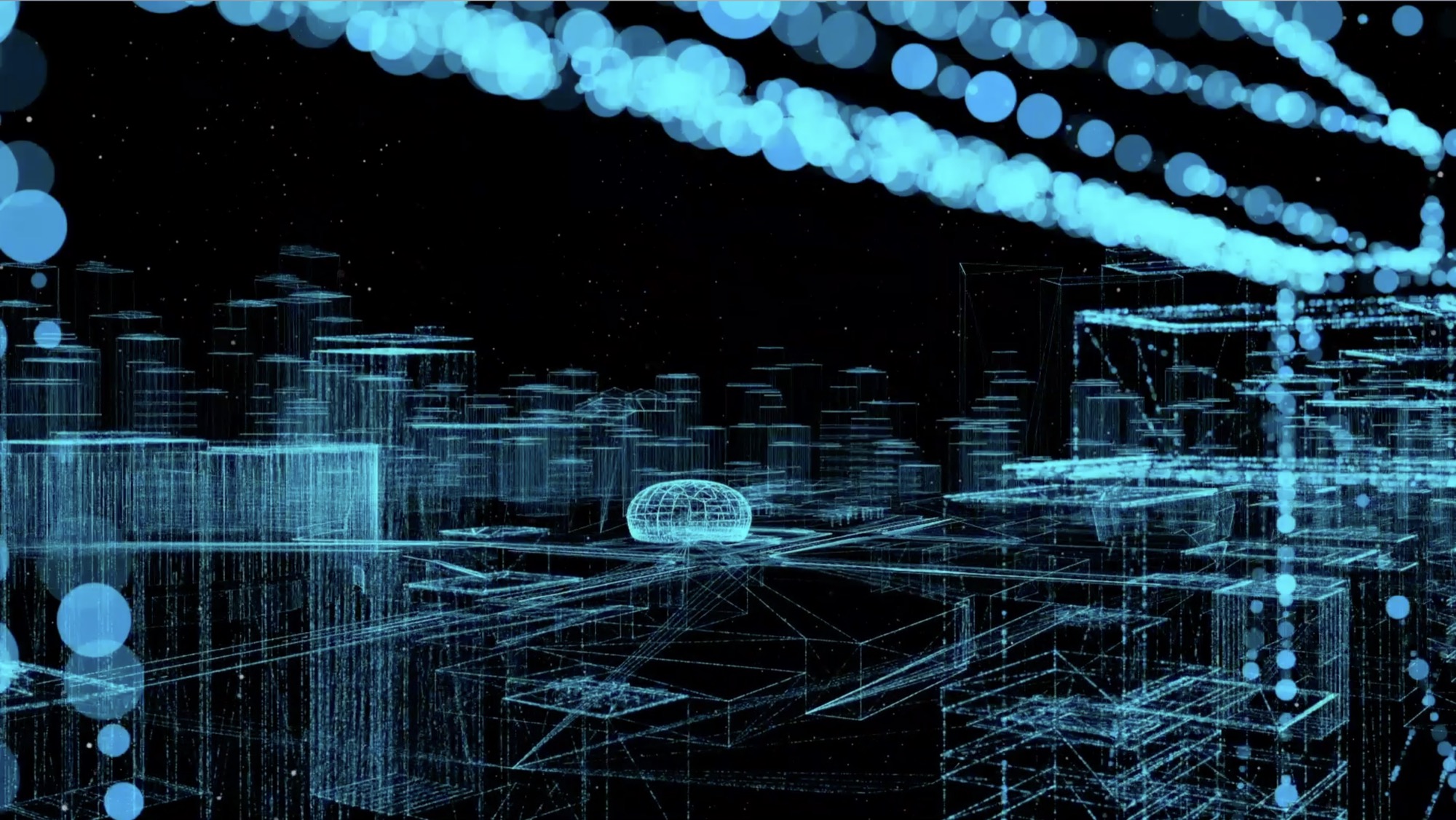 Triangle behind a mountain range made with structural grid like texture