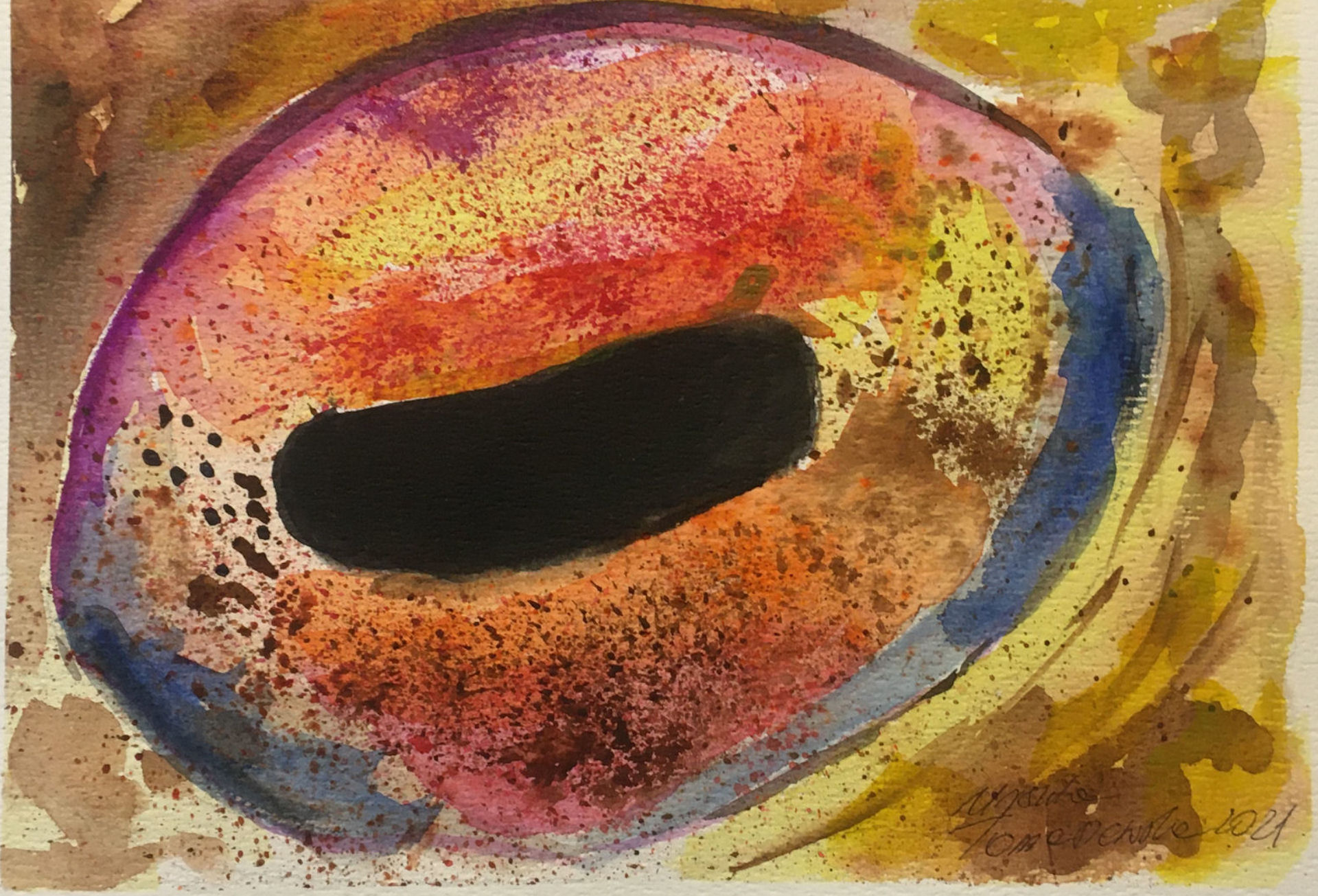 Oko ośmiornicy – ekspresyjna akwarela, Urszula Tomaszewska