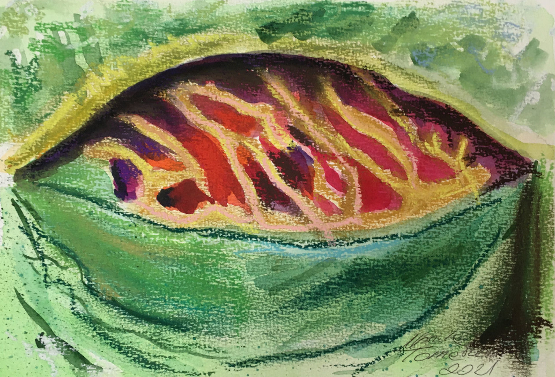 Oko żabki drzewnej rysunek, Urszula Tomaszewska