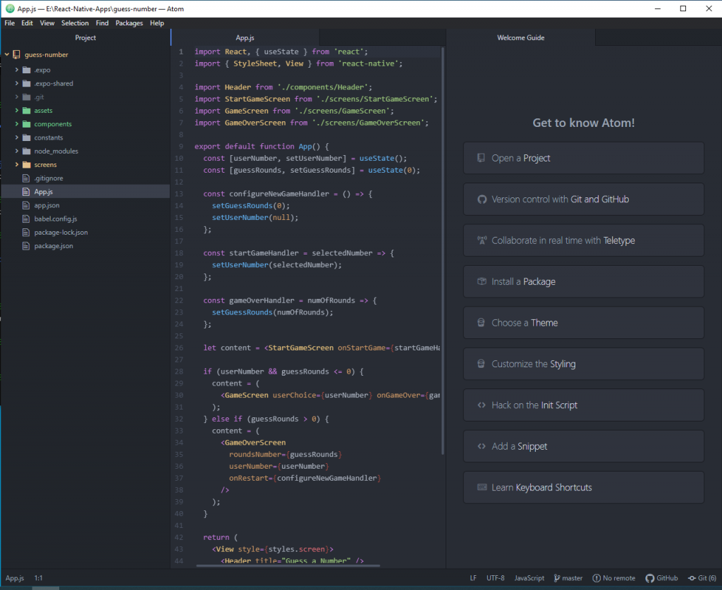 screenshot of atom