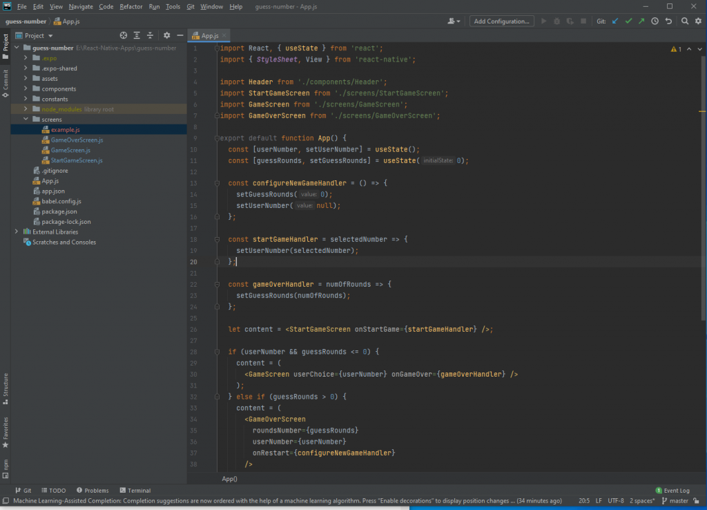 screenshot of webstorm