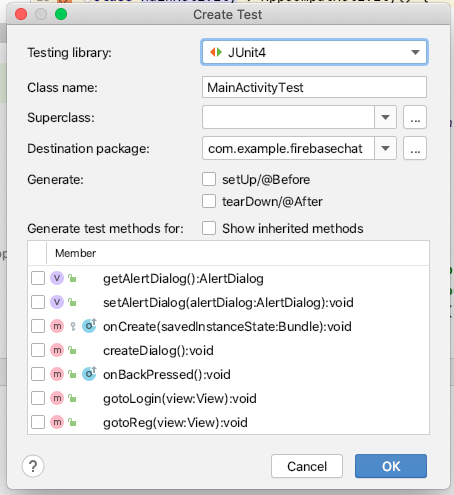 generating test class