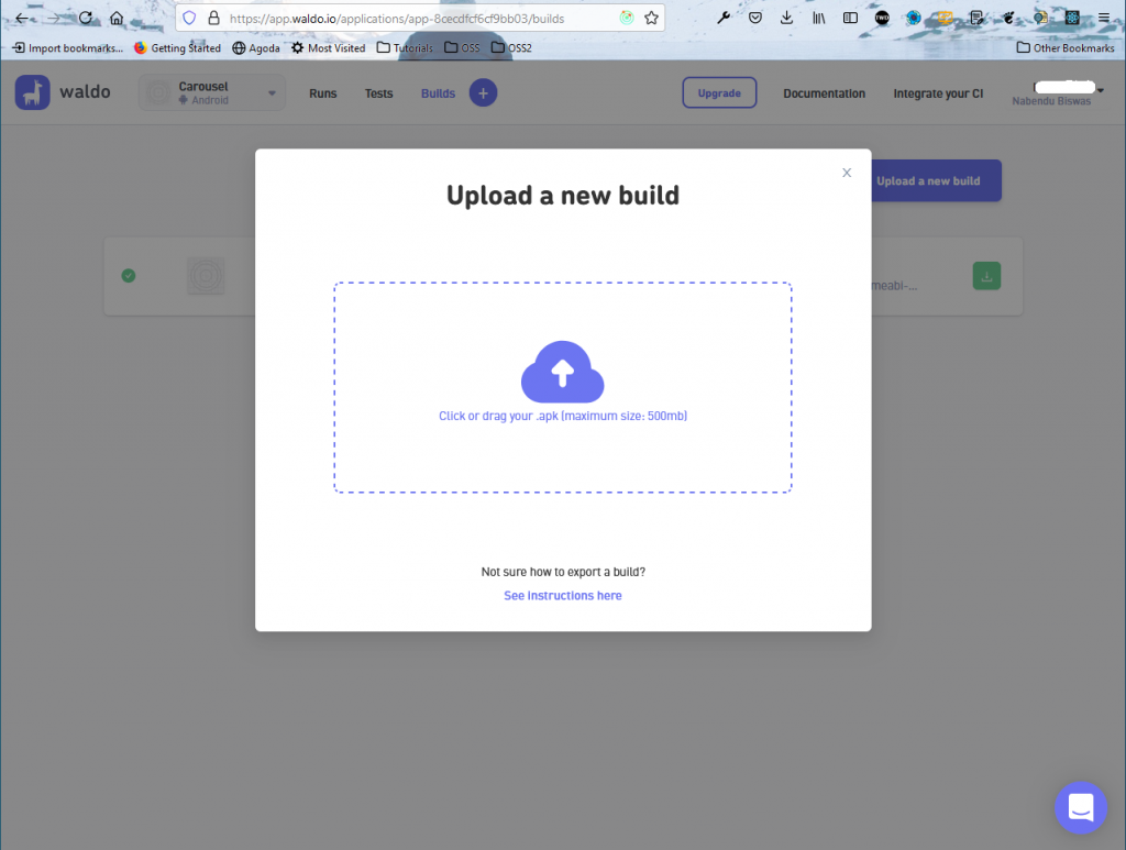 uploading a build on waldo