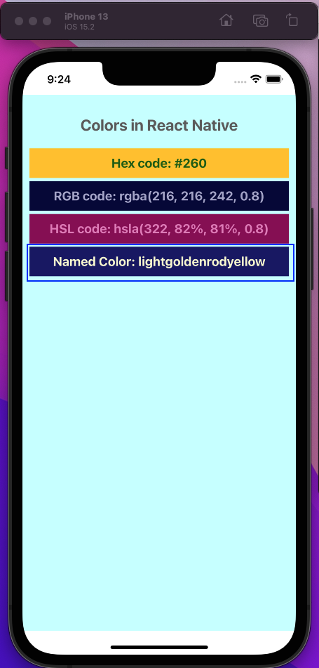 named color system on ios simulator