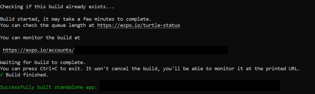 Expo build success