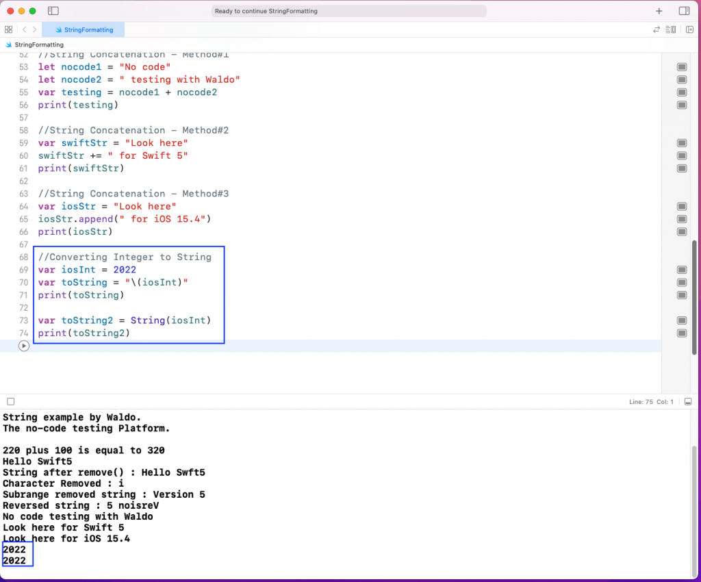 integer to string conversion