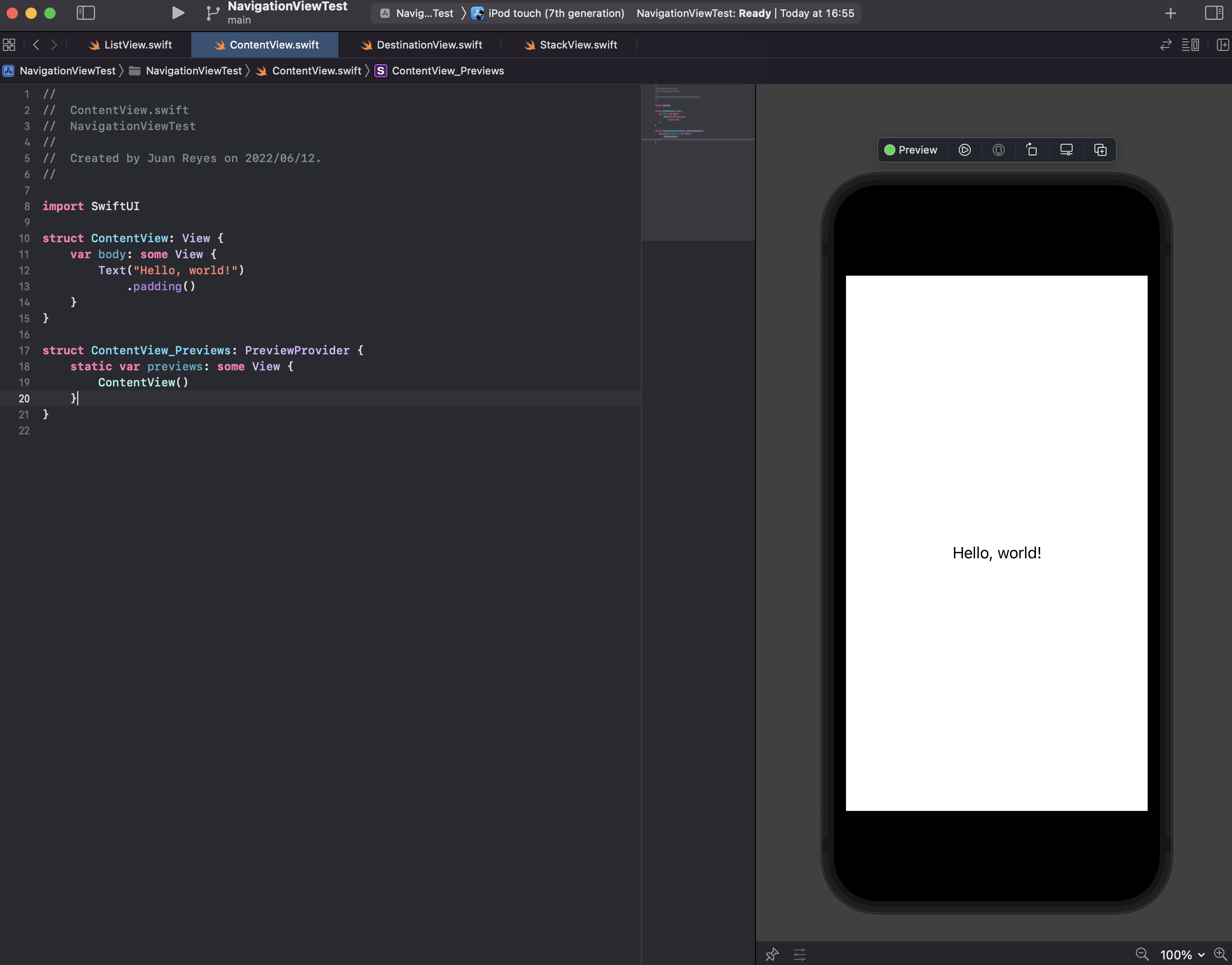 screenshot of code and app preview