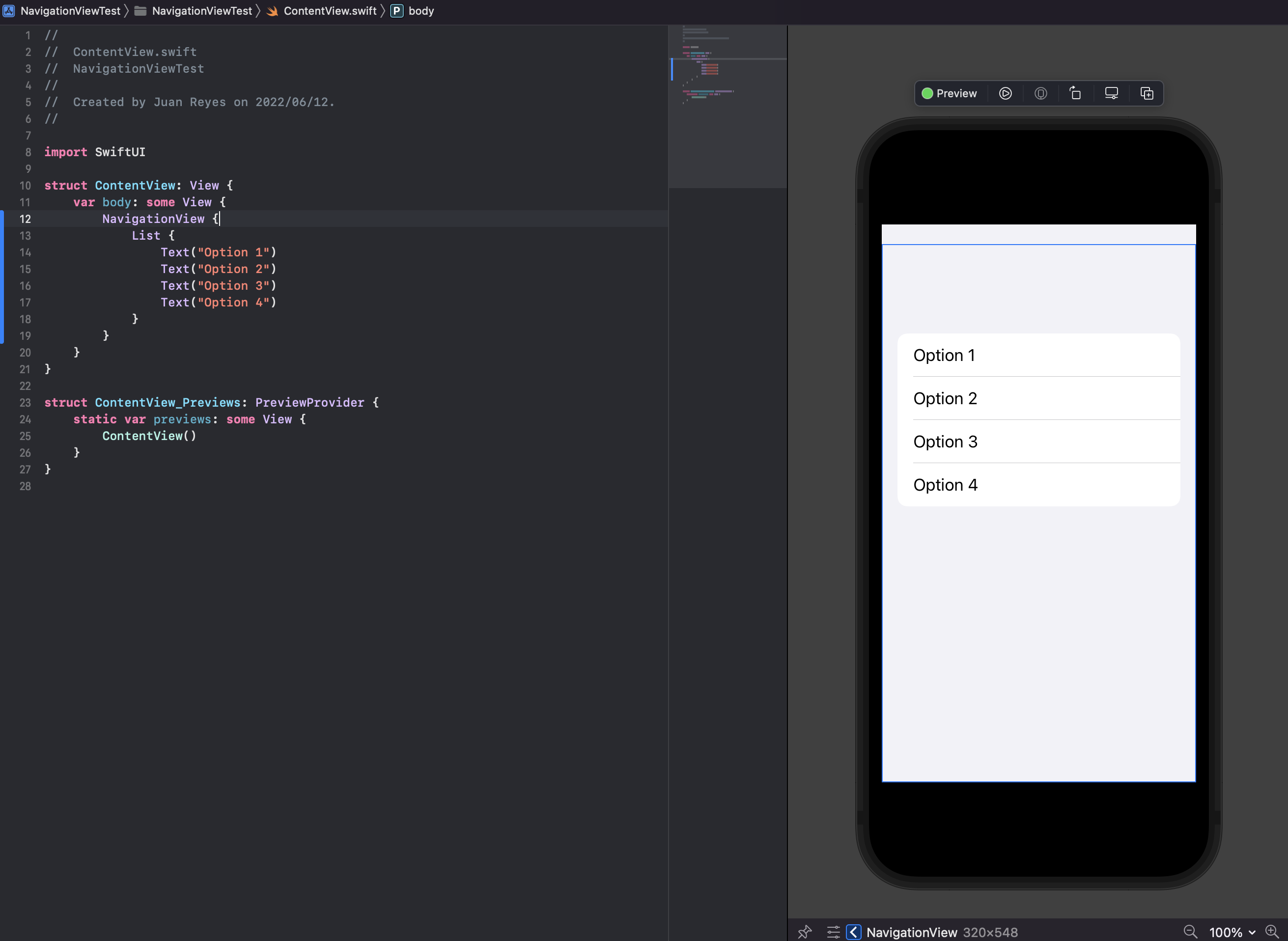 screenshot of code and app preview