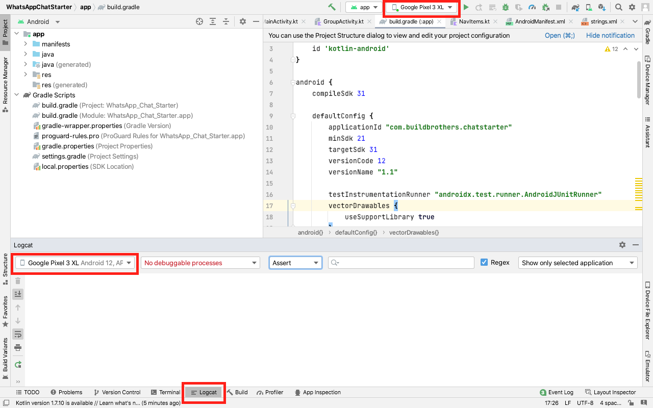 screenshot Android studio