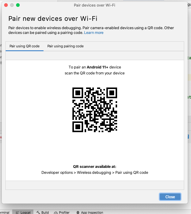 screenshot of QR code to scan